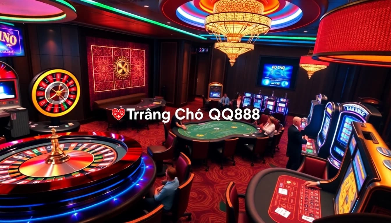 Experience thrilling gaming at Trang Chủ QQ88 with stunning casino tables and vibrant visuals.
