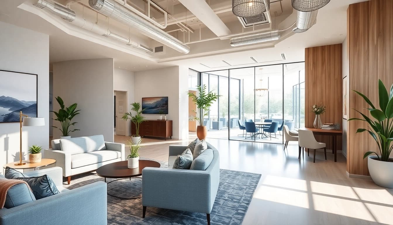 Transforming office spaces by a Commercial renovation company Austin with modern design elements.