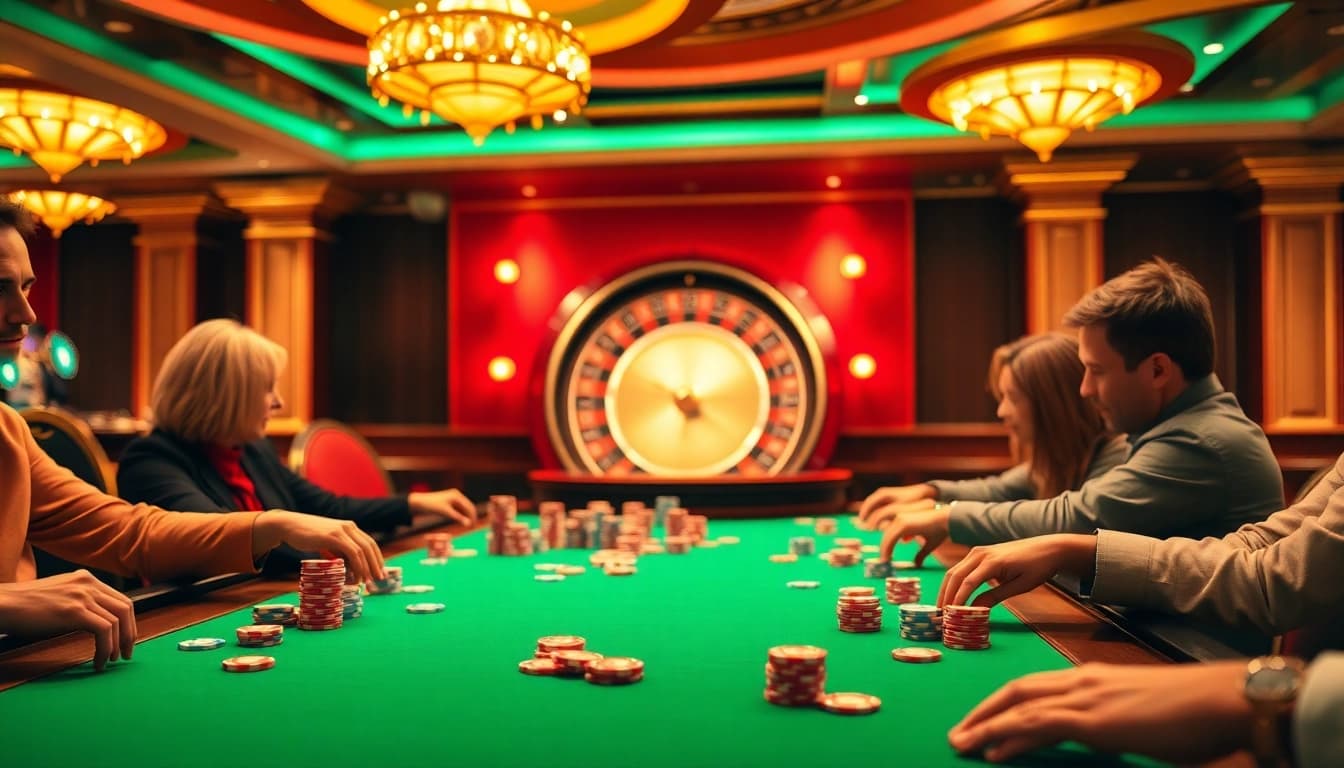 Engaging poker game at https://qq888.dev/ with colorful chips and exciting atmosphere.
