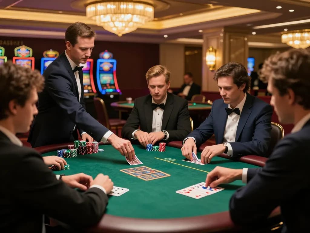 Players enjoying an intense game at WIN79 casino table with vibrant atmosphere.