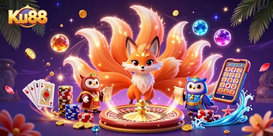 Experience thrilling gameplay at Ku88 with vibrant casino graphics and enchanting characters.