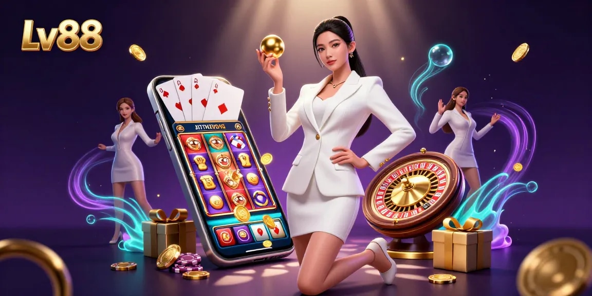Experience thrilling wins at Lv88 with vibrant casino elements and captivating gameplay.