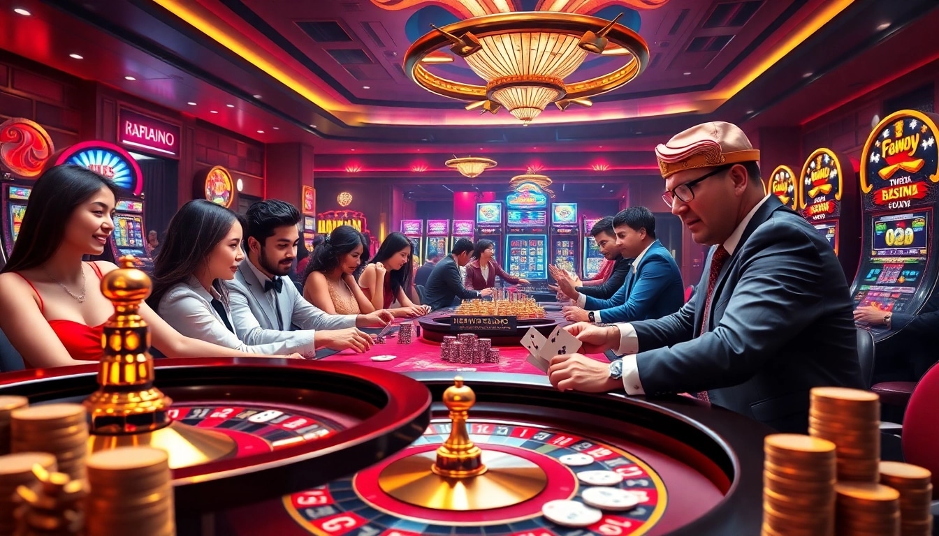 Players enjoying an exciting gaming experience at https://rr88me.com/, featuring poker and slot machines.