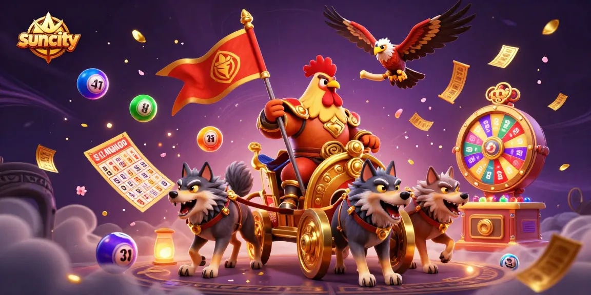 Suncity: Experience thrilling gameplay with vibrant lottery elements and a dynamic 3D casino scene.