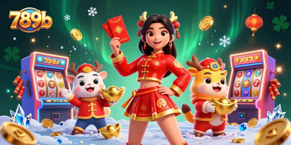 Experience the vibrant energy of 789b with exciting slot reels and festive characters.