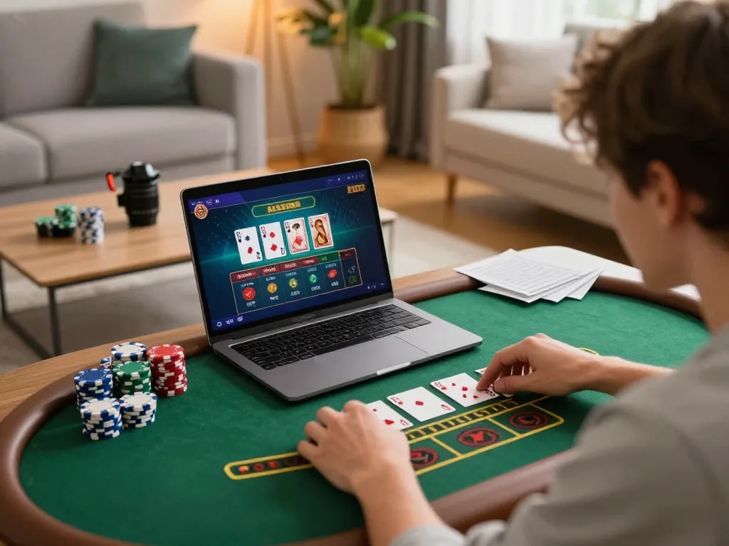 Engaging gameplay at home showcasing Link nhà cái da88 with poker chips and strategies