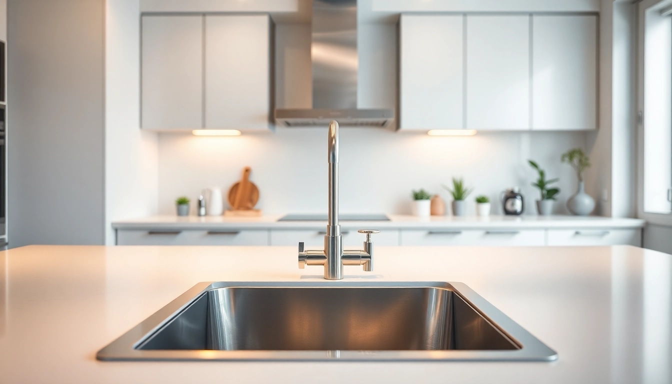 Elegant stainless steel sink gleaming in a modern kitchen, showcasing its stylish features.