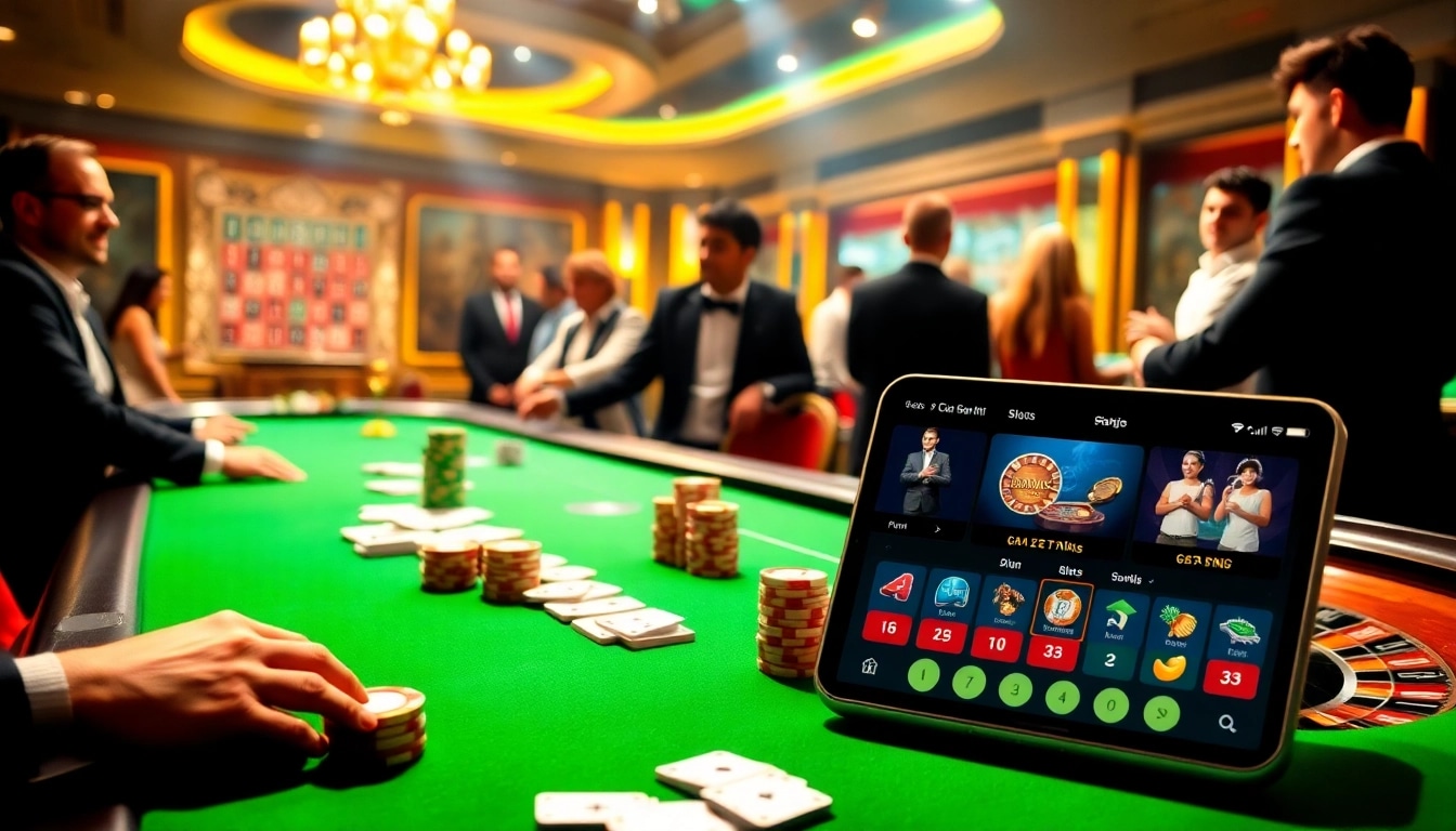 Action-packed gaming scene showcasing nhà cái 789win with a lively poker table and roulette wheel.
