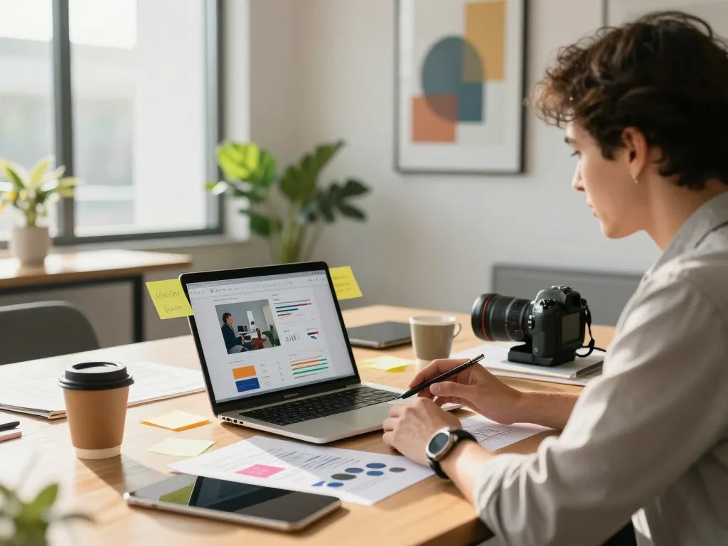 Hire web designer during a productive consultation in a modern office.