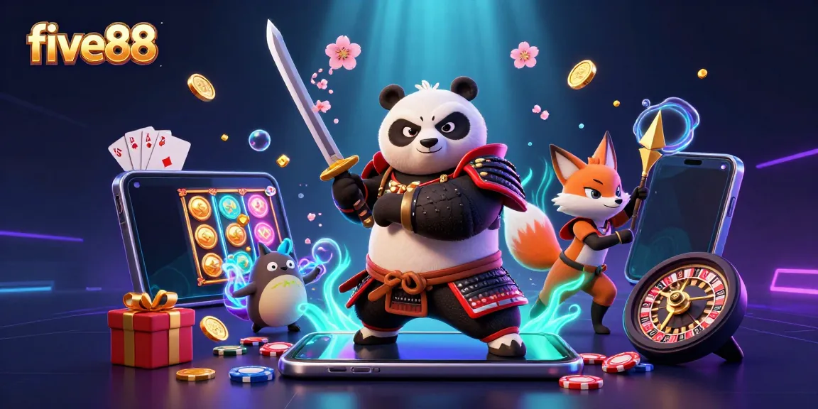 Engage with five88's exciting slot gaming scene featuring dynamic characters and casino elements.
