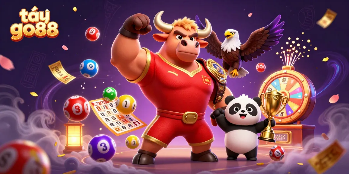 Experience excitement at tải go88 with vibrant lottery elements and engaging characters celebrating wins.