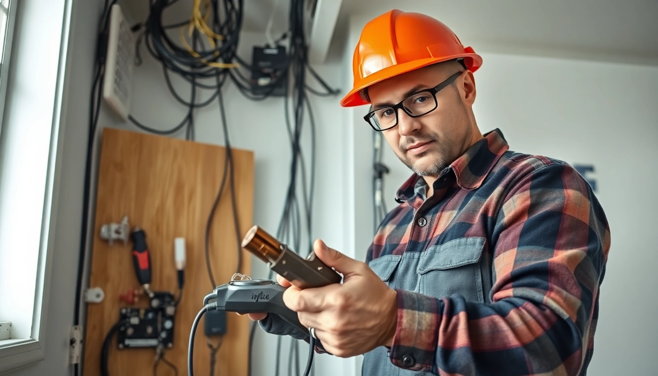 Showing an electrician utilizing Influx Electric tools during home electrical installations.