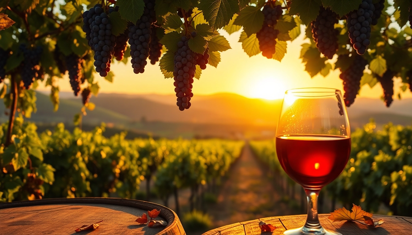 Experience the beauty of northern California wine country with vineyards and wine glass.