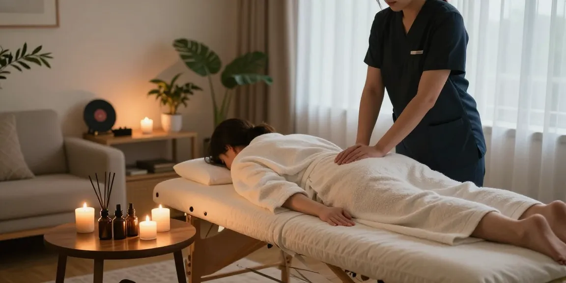 경기광주출장마사지 at-home therapy session with calming decor and professional setup