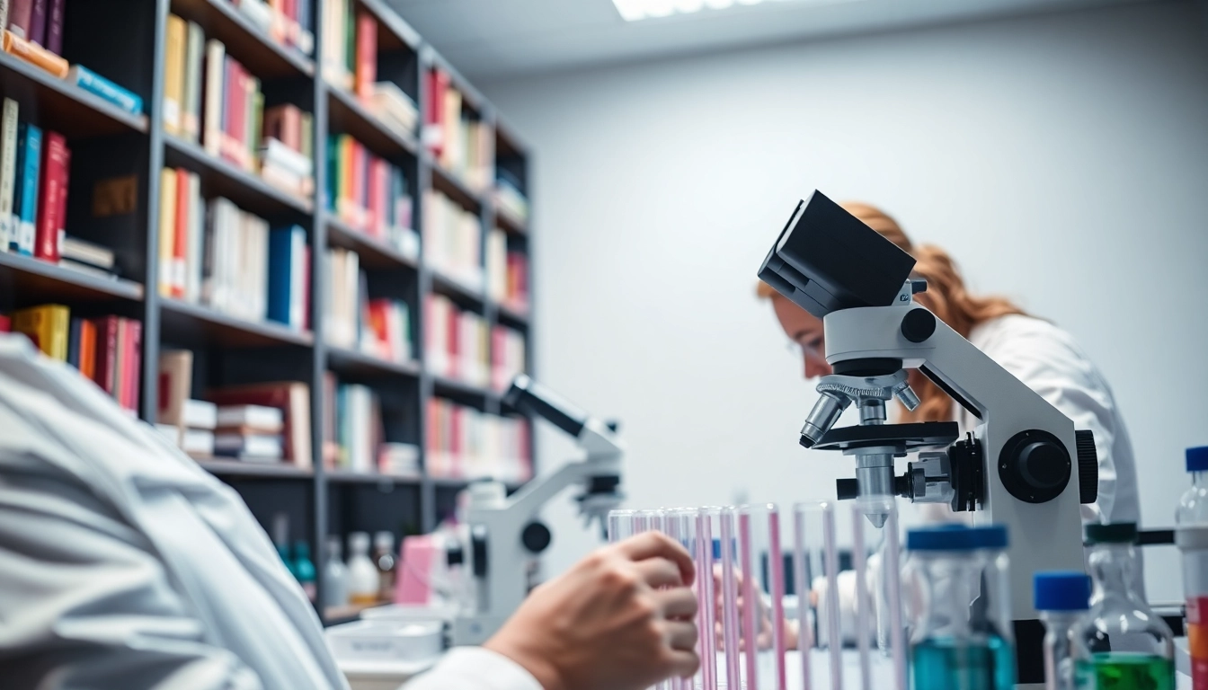 Hydro Research scientist actively studying peptides in a vibrant lab setting.