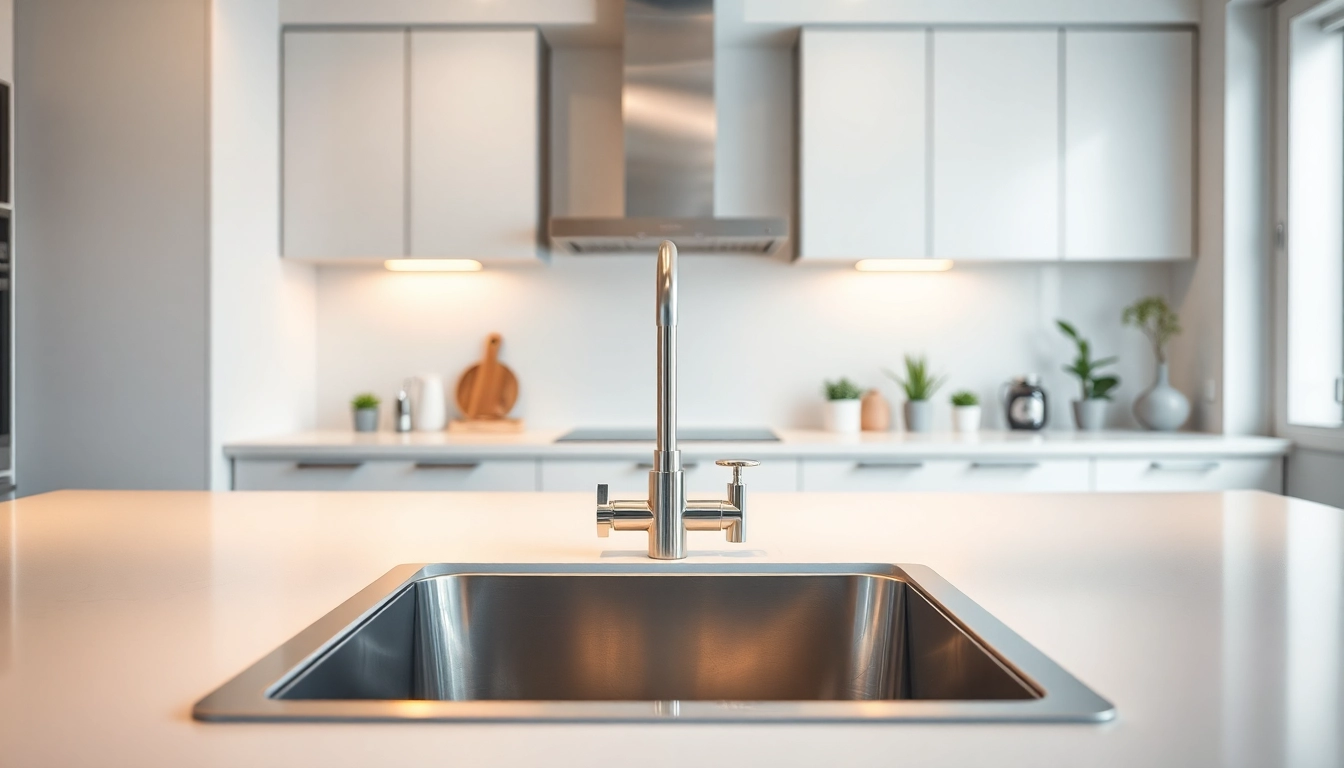 Elegant stainless steel sink gleaming in a modern kitchen, showcasing its stylish features.