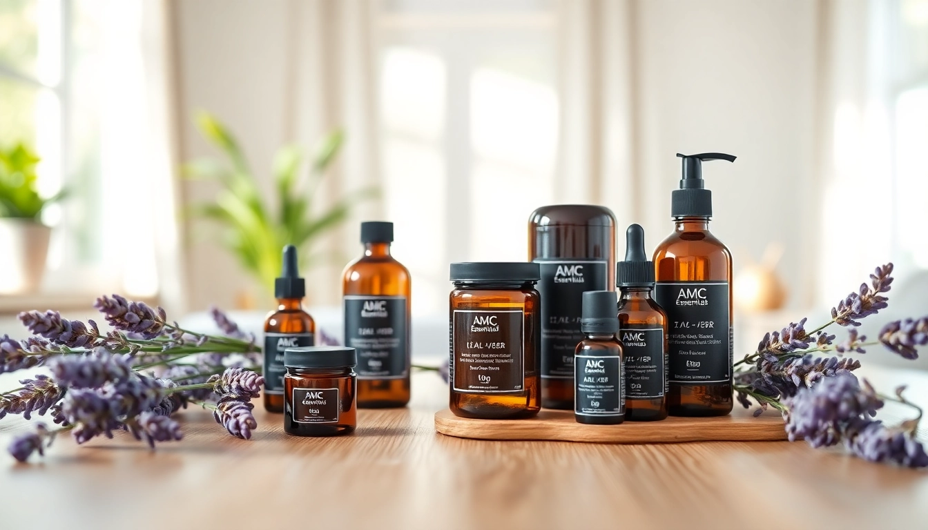 Experience AMC Essentials products in a tranquil aromatherapy setup with calming plants.