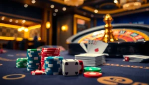 Gamble at http://ww88h.com/ with luxurious casino tables, vibrant poker chips, and glowing roulette wheels.