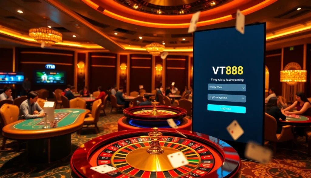 Experience the thrill of ĐĂNG NHẬP VT88 with players at vibrant roulette and poker tables.