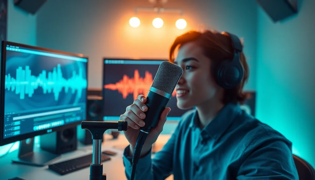 Creating lifelike AI Voice technology in a professional studio environment.