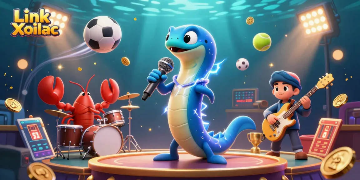 Join the lively performance at the underwater casino with Link Xoilac's electrifying show featuring animated characters.